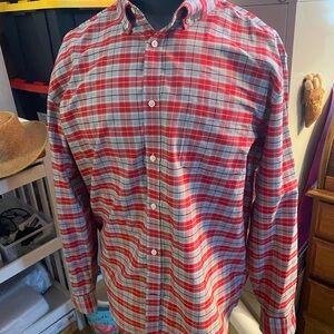 Preowned Men’s “St.John Bay” Long Sleeve Shirt. Size XXL. Red/Grey Check